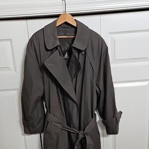 Deep Olive-Gray  Trench Coat with Wide Lapel and Belt.  Zip-out Lining.